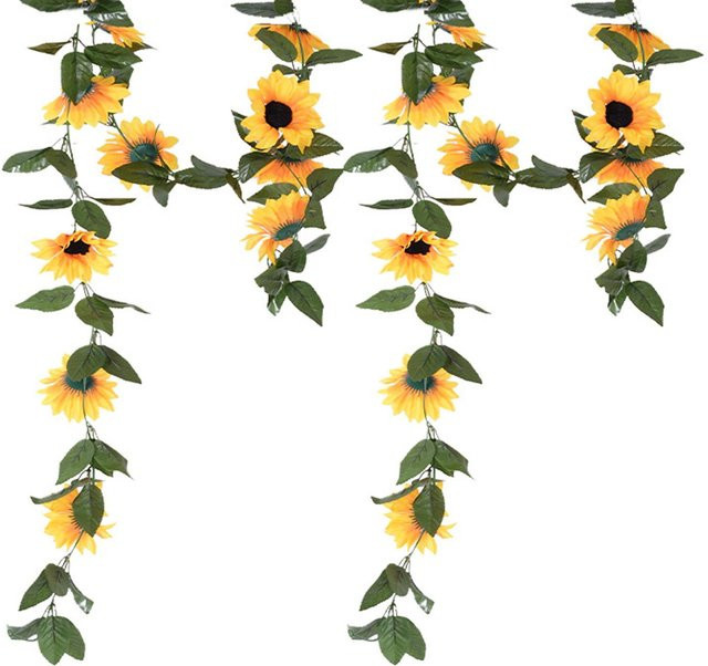 Künstliche Sonnenblumenranke von KONNWEI in Gelb und Grau, 200 cm Länge, florale Girlande für Garten und Party - Bild 1
