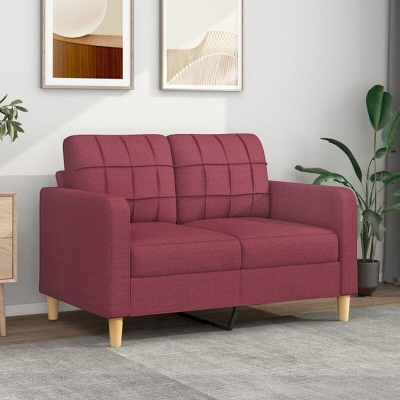 vidaxl 2-Sitzer-Sofa in Rot aus Stoff und Metall im modernen Design, Breite: 120 cm - Bild 1