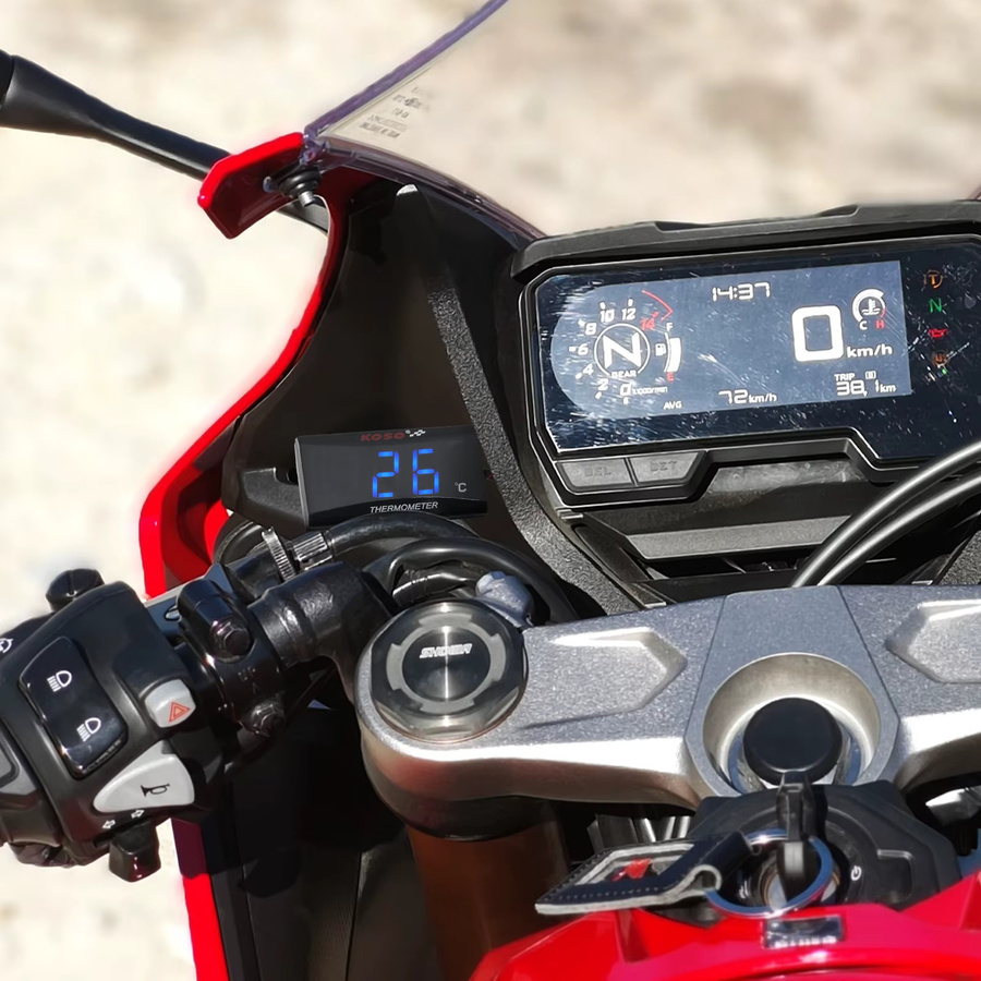 ZMFJH Mini Motorrad Wassertemperatur-Anzeige Thermometer in Schwarz für XMAX 250 300, NMAX, CB400 und CB500 - Bild 6
