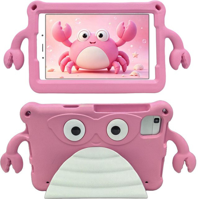 3D Krabben Tablet Hülle für Samsung Galaxy Tab A9 A11 A7 Lite und Huawei M5 M3 in Rosa - Bild 1