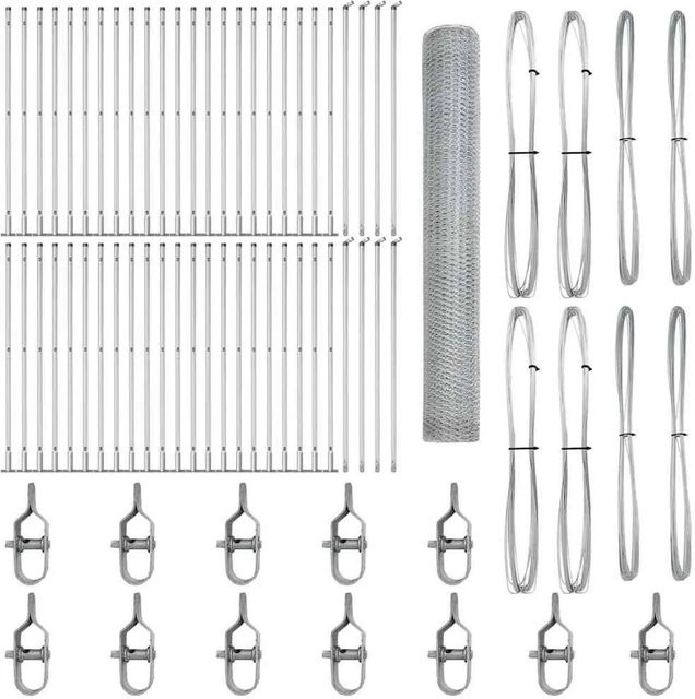 vidaXL Zaunpfosten aus Stahl in Silber, rechteckig, Höhe: 120 cm, Breite: 2,5 cm, Tiefe: 2,5 cm - Bild 1