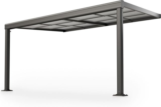 Juskys Terrassendach Jakarta mit Schiebedach aus Alu und Polycarbonatplatten in Dunkelgrau B/T: 400 x 300 cm, Höhe: 254 cm - Bild 1