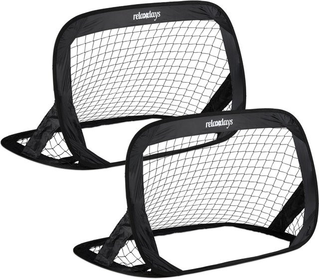 Relaxdays Fußballtore Pop Up 2er Set Schwarz Polyester Klappbar - Bild 1