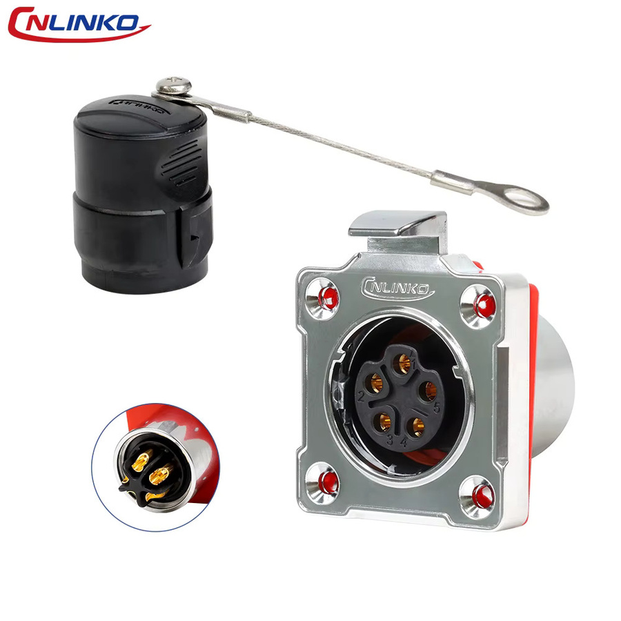 CNLINKO BD24 Wasserdichter industrieller elektrischer Steckverbinder mit Metallgehäuse in Silber, Panel Mount Snap-on, IP68 Schutzklasse, 5/14 Pin für Strom und Transport - Bild 2