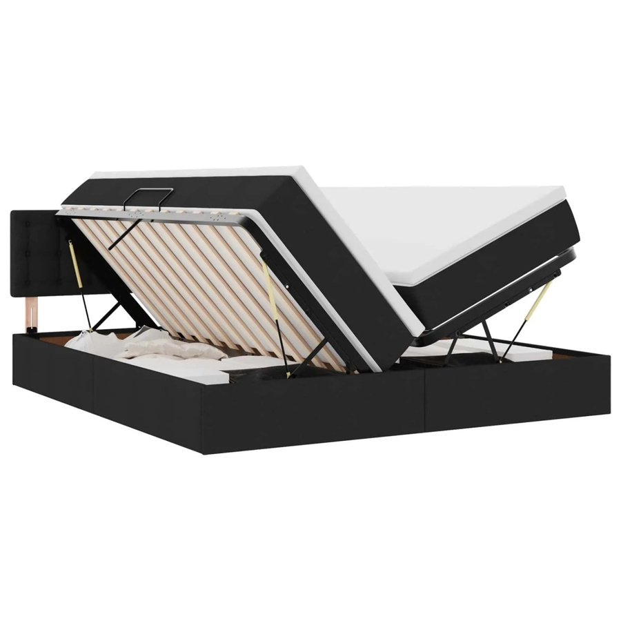 vidaXL Modernes Hybrid-Bett mit LED-Unterbettbeleuchtung und Lift-up-Basis in Schwarz, B/T: 180 x 200 cm - Bild 2