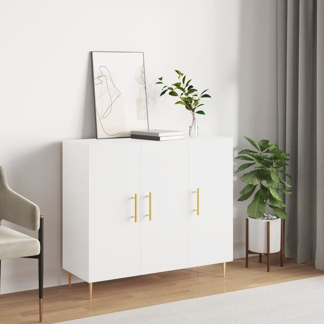 vidaXL Sideboard modern in Weiß aus Holzwerkstoff und Metall, B/T/H: 90 x 34 x 80 cm - Bild 2