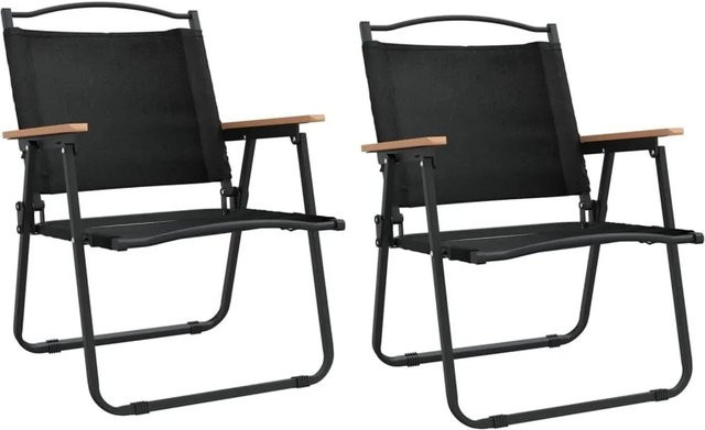 vidaXL Campingstühle 2er Set Schwarz aus Oxford-Gewebe B/T/H: 54 x 55 x 78 cm - Bild 1