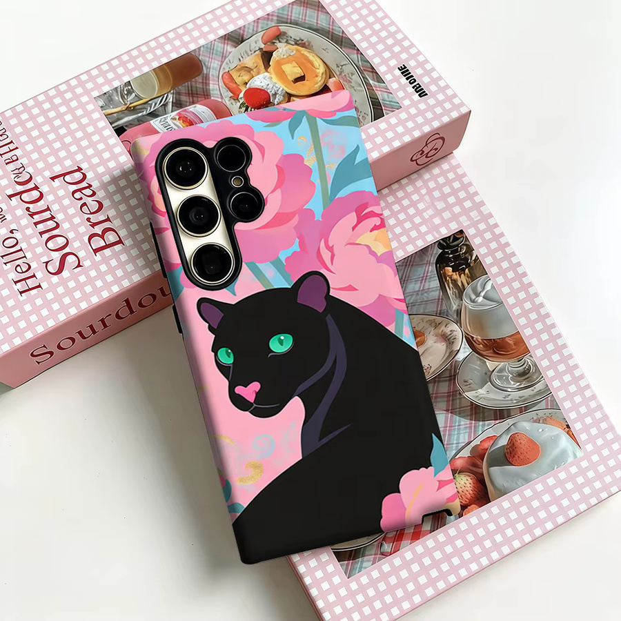 Black Panther Peony Handyhülle für Samsung Galaxy S26 S25 S24 S23 Ultra Plus, stoßfeste doppelschichtige robuste Rückseite, Mehrfarbig - Bild 3