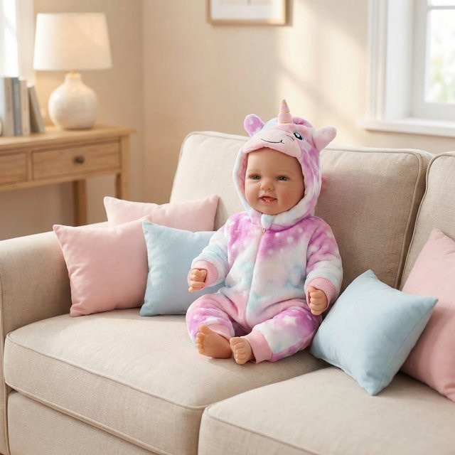 NPK Reborn-Babypuppe, 17-Zoll, Rosa / Pink, Plüsch / Textil - Bild 1