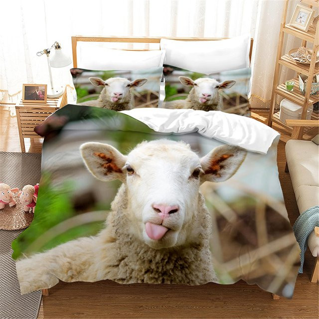 Lodestar Bettwäsche-Set mit Schaf-Motiv in Weiß, bestehend aus Bettbezug und Kissenbezug, B/H: 133 x 70 cm - Bild 1