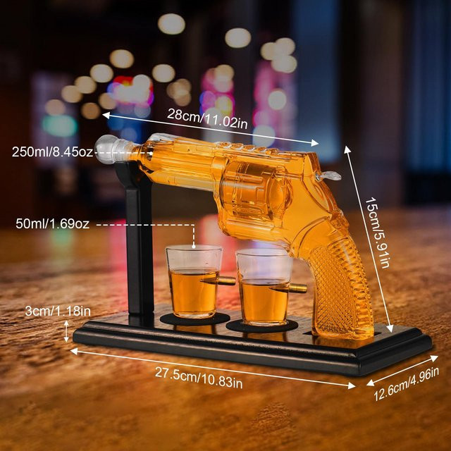 Sportssss Whisky-Dekanter-Set in Pistolenform aus Glas, transparent, 250 ml - Bild 1