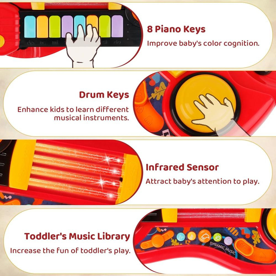Kidsly 2 in 1 elektrisches Gitarrenspielzeug, Gitarre und Klavier, ab 3 Jahren - Bild 4