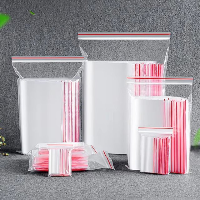 Transparente wiederverschließbare Kunststoff-Aufbewahrungstaschen mit Reißverschluss für kleine Lebensmittelverpackungen, 100 Stück - Bild 1