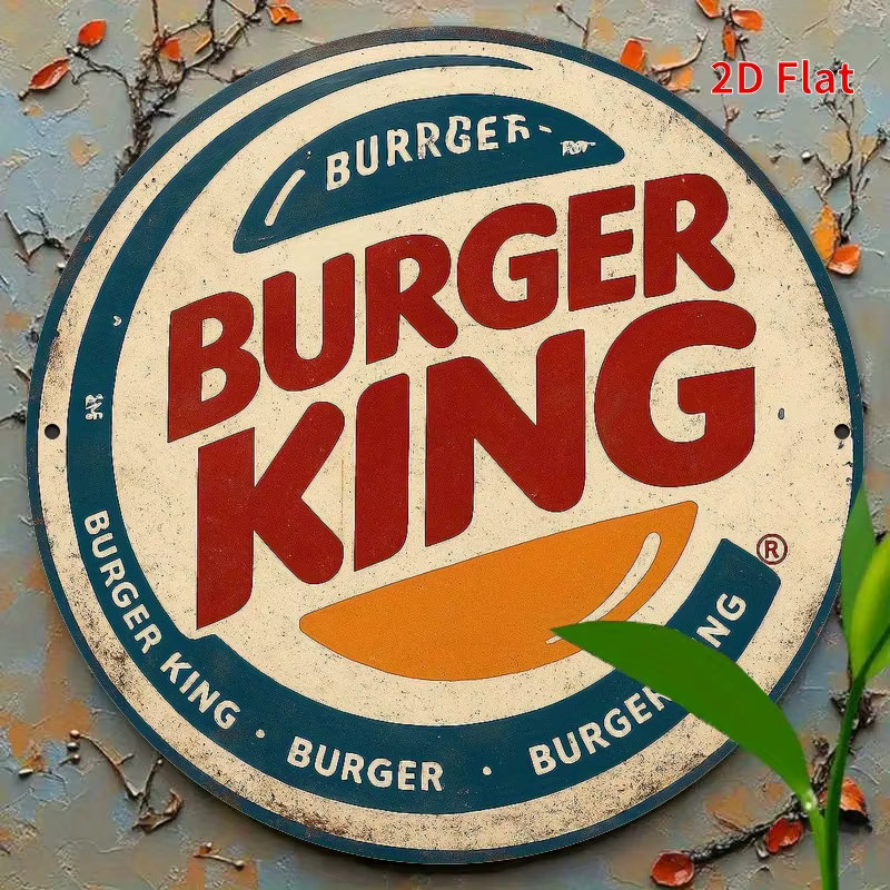 Burger King Retro-Metallschild mit Logo in Rot und Weiß, B/H: 20 x 20 cm - Bild 3