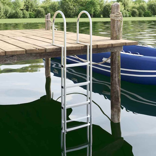 4-stufige Bootsleiter aus Aluminium von VD Home Furnishing in Silber, B/T/H: 45 x 11,5 x 162 cm - Bild 1