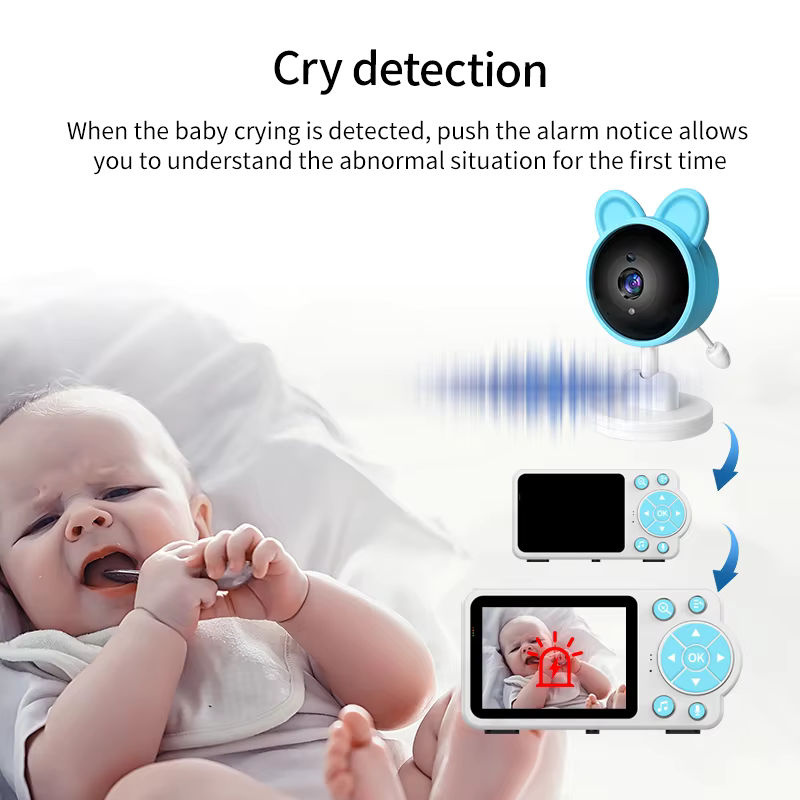 DANMINI Babyphone mit Videoüberwachung, Infrarot-Nachtsicht und Zwei-Wege-Audio Sprach-Gegensprechanlage in Weiß - Bild 3