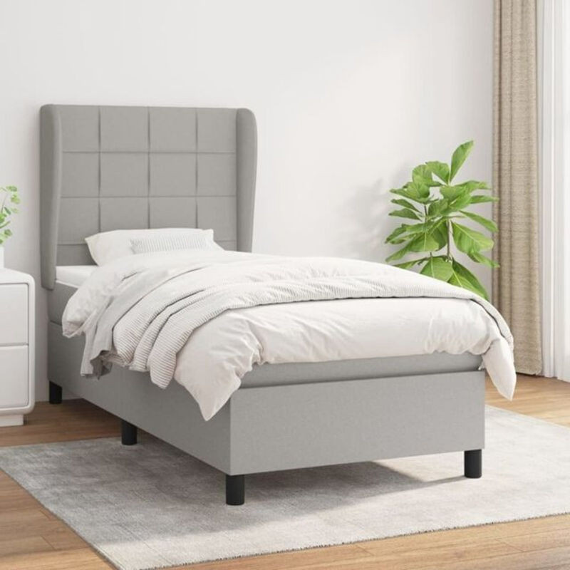Vidaxl Boxspringbett mit Matratze aus Stoff in Grau B/T/H: 90 x 190 x 118 cm - Bild 1