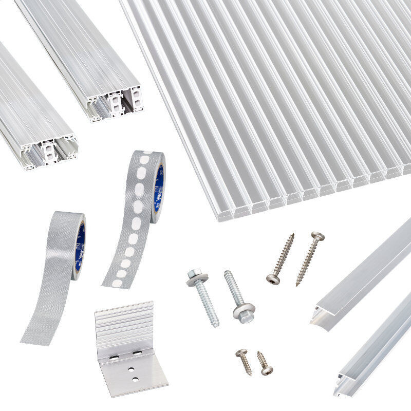 Scobalit Terrassendach-Set mit 16 mm Polycarbonat Stegplatten in Transparent und Thermo Alu Verlegeprofilen - Bild 1