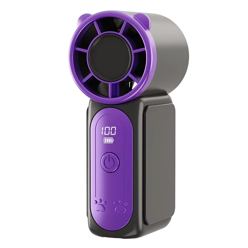 Tragbarer Mini-Handventilator von raugee mit Digitalanzeige, USB wiederaufladbar, 100 Gänge, Grau oder Lila - Bild 5