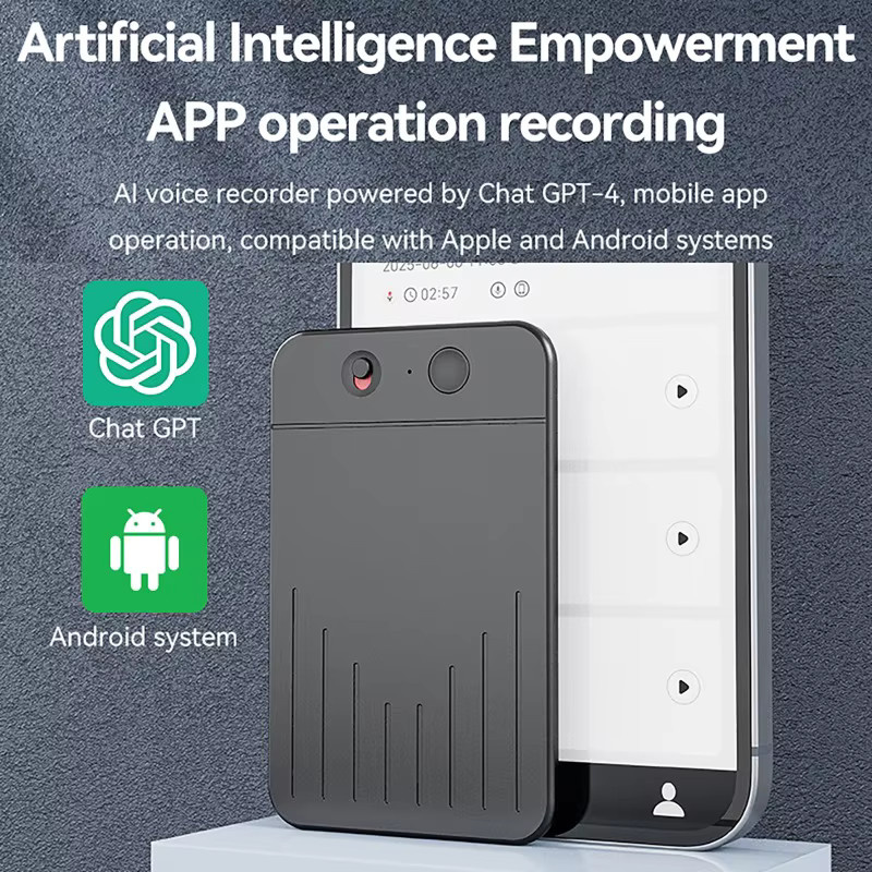 luxuglow AI Digital Voice Recorder mit ChatGPT-4 Technologie zur Transkription und Zusammenfassung, Schwarz - Bild 4