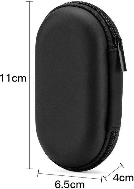 NATAWA Multifunktions-Aufbewahrungstasche für Kopfhörer und USB-Zubehör, oval mit Reißverschluss, Schwarz - Bild 1