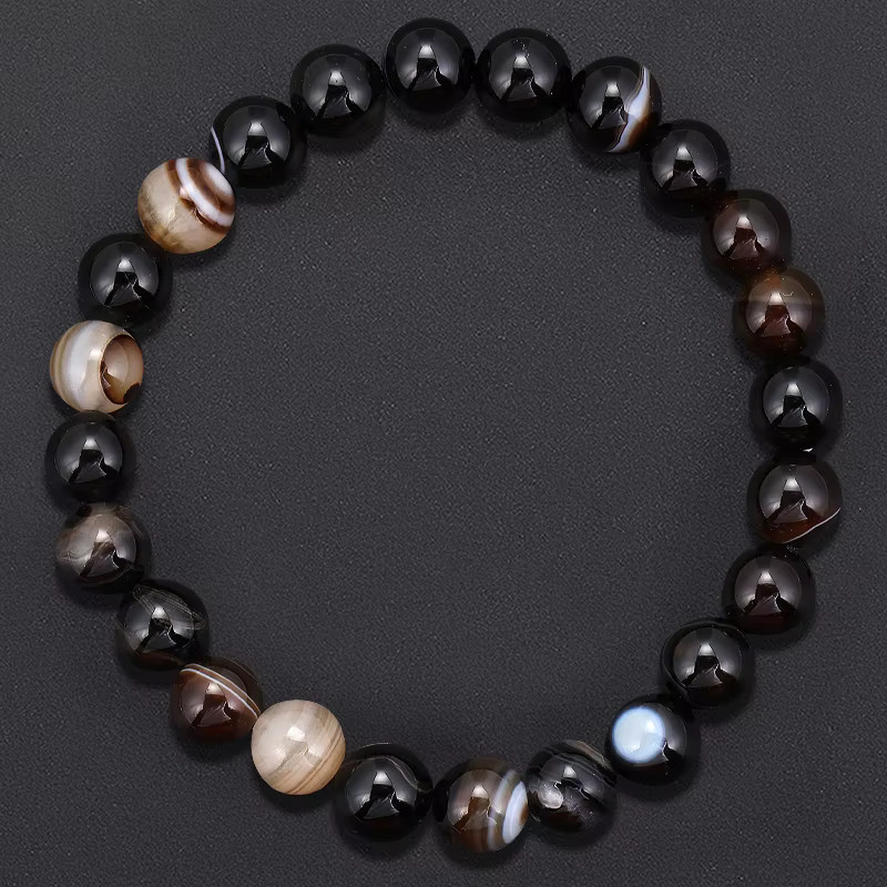 SANSWL Armband, Kaffee Achate Streifen Onyx, Perle, Bunt, Unisex - Bild 2