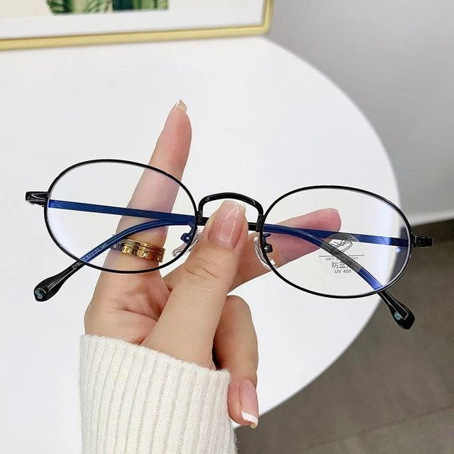 Ovale Korrektionsbrille, Metall, Vollrand, Gold, Unisex - Bild 1