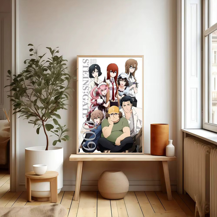 S-Steins G-Gate Anime Vintage Poster, selbstklebender Wandaufkleber aus Papier, Mehrfarbig, B/H: 10 x 15 cm - Bild 5