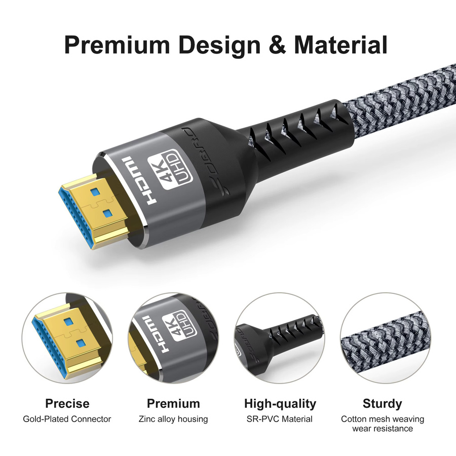 LMCNZZ HDMI 2.0 Kabel für 4K @ 60Hz mit HDR und eARC, Hochgeschwindigkeits-Adapter für PC, Laptop, TV Box und PS5 - Bild 3