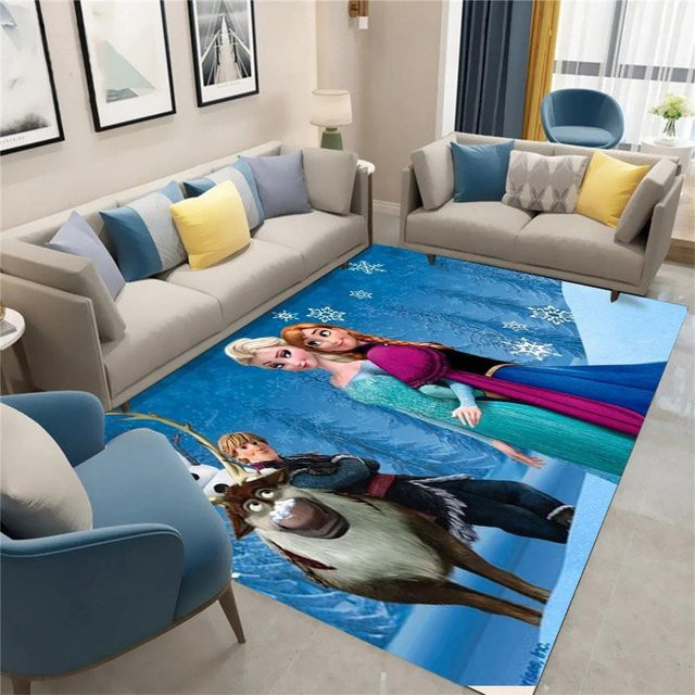 Miniso Elsa Schneeflocken Teppich für Kinderzimmer in Blau, B/T: 120 x 160 cm - Bild 1