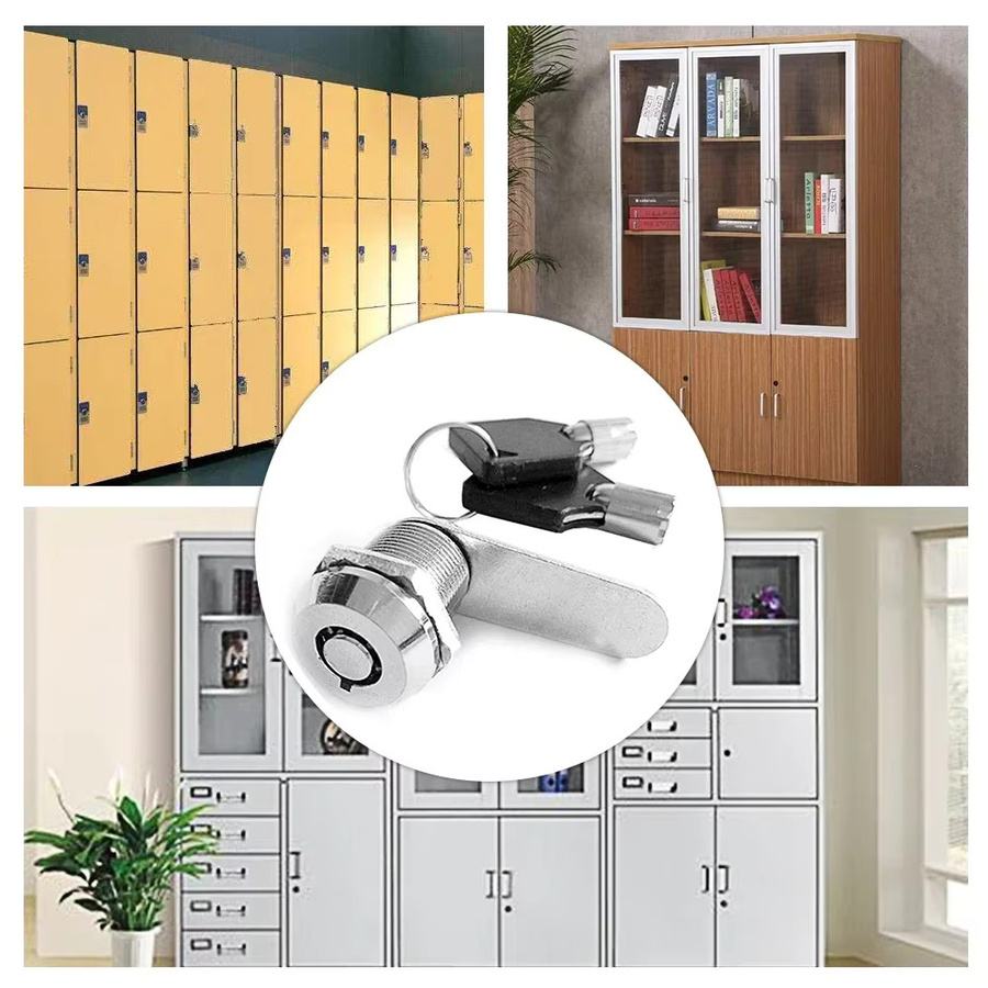 Sicherheitsschloss aus Metall in Silber mit Metallzylinder und 2 Schlüsseln für Schrank, Spind, Schublade oder Briefkasten - Bild 3