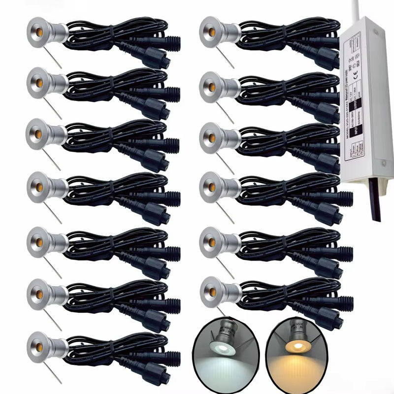 YELEDWAY Mini-LED-Deckleuchte in Silber, runde Einbauleuchte IP67 wasserdicht für Gartentreppen und Außenanlagen - Bild 7