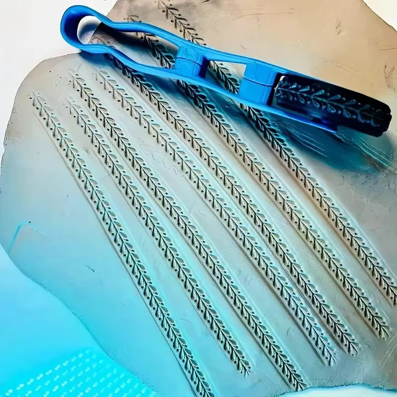 JETTING Ton-Stempelrolle mit ägyptischem Relief-Muster in Blau für Töpferarbeiten und DIY-Handwerk - Bild 2