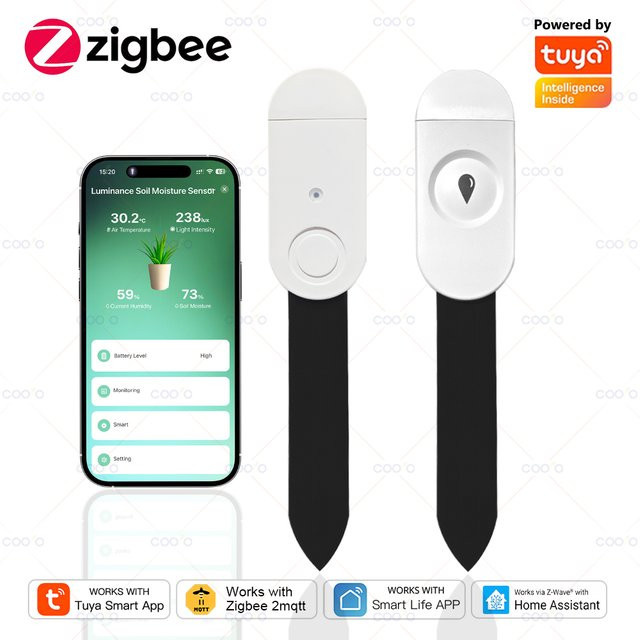 Tuya Zigbee Bodensensor in Weiß zur Messung von Temperatur, Luftfeuchtigkeit und Lichtintensität für deine Gartenautomatisierung und Bewässerung - Bild 1