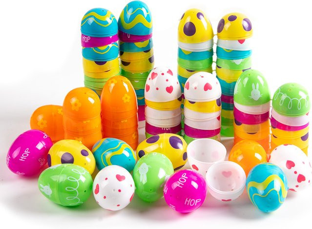 Cyuan Befüllbare Ostereier aus Kunststoff in Mehrfarben für Kinder als Überraschungseier und Geschenkverpackung - Bild 1