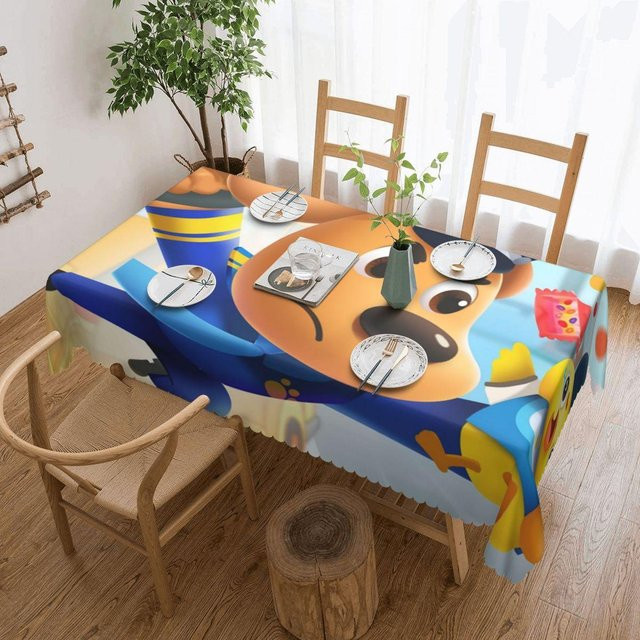 JINGYUE Pet Sheriff Labrador Personalisierte Rechteckige Tischdecke, Ölbeständig und Wasserabweisend, Mehrfarbig, B: 137 cm, L: 183 cm - Bild 1