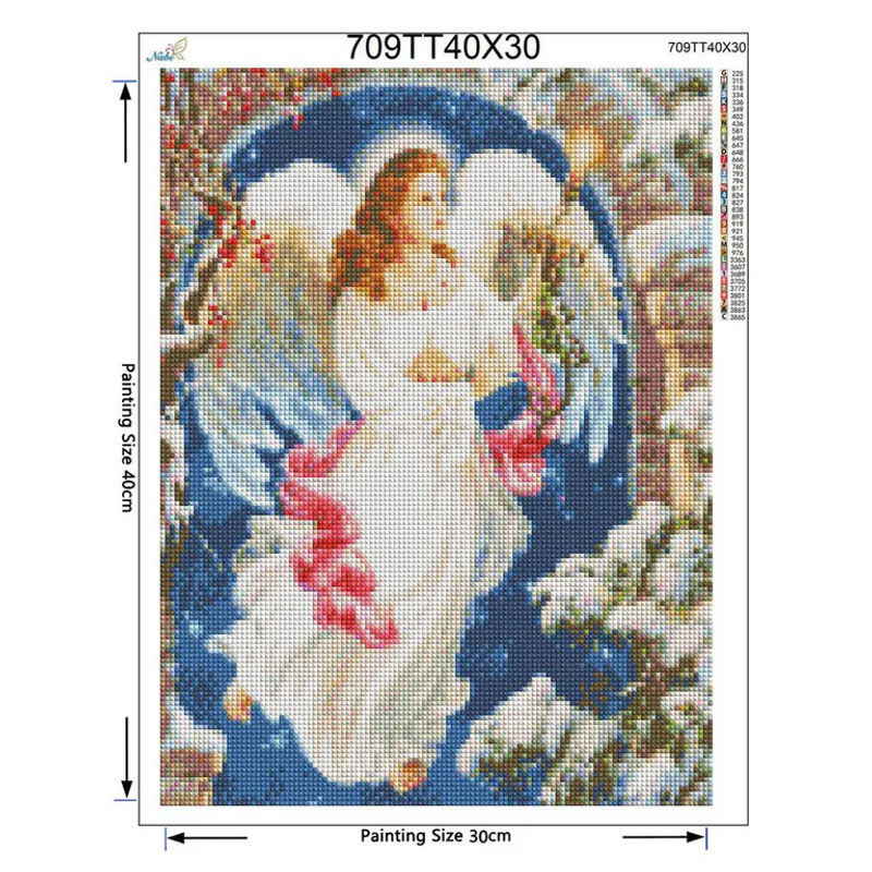 FIYO Diamantmalerei Engel mit Religionsmuster als DIY Stickerei Set, mehrfarbig, B: 30 cm, H: 20 cm - Bild 4
