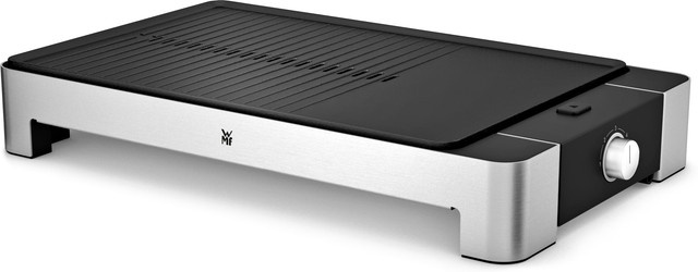 WMF Tischgrill mit flacher und gerippter Platte in Silber mit einstellbarem Thermostat und Antihaftbeschichtung - Bild 1