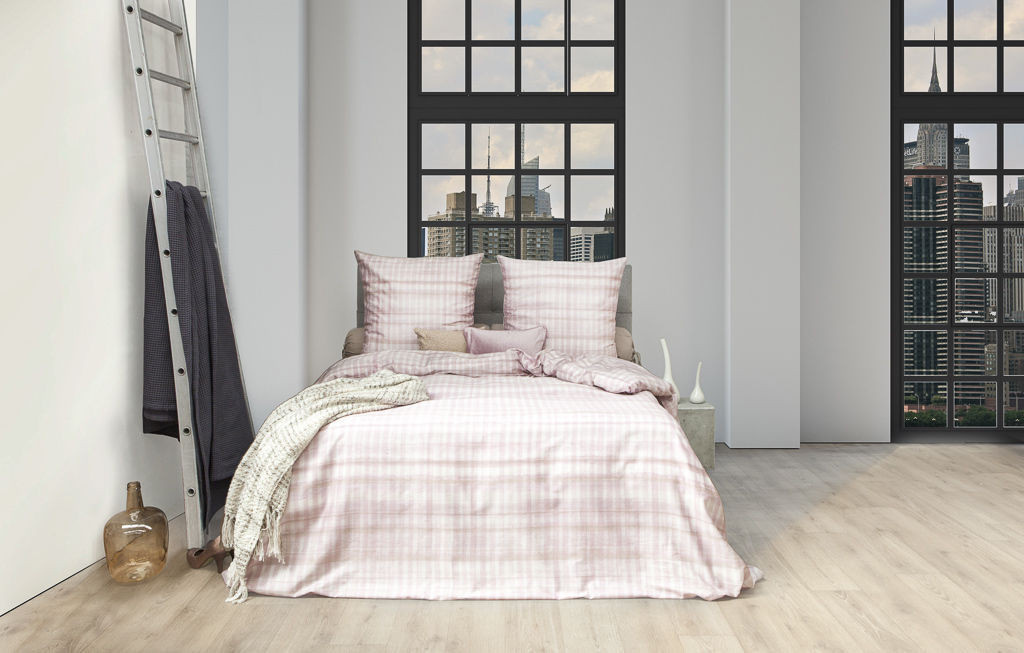 HNL Mako-Satin Bettwäsche Cassel Digitaldruck Rosa mit Bettbezug und Kissenbezug, B/H: 155 x 220 cm, Kissen: 80 x 80 cm - Bild 1