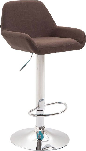 TPFLiving Barhocker Bragnum mit Metallgestell in Chromoptik und Stoffbezug in Braun, B/T/H: 52 x 52 x 109 cm - Bild 1