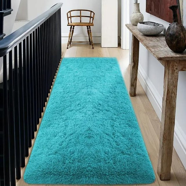 Lodestar Plüschteppich in Himmelblau, superweicher und flauschiger Teppich für Schlafzimmer, Flur und Wohnzimmer, B/T: 60 x 180 cm - Bild 1