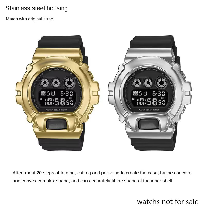 Casio G-Shock DW6900 Upgrade Set, Edelstahl, Diamant, Bicolor - Bild 2