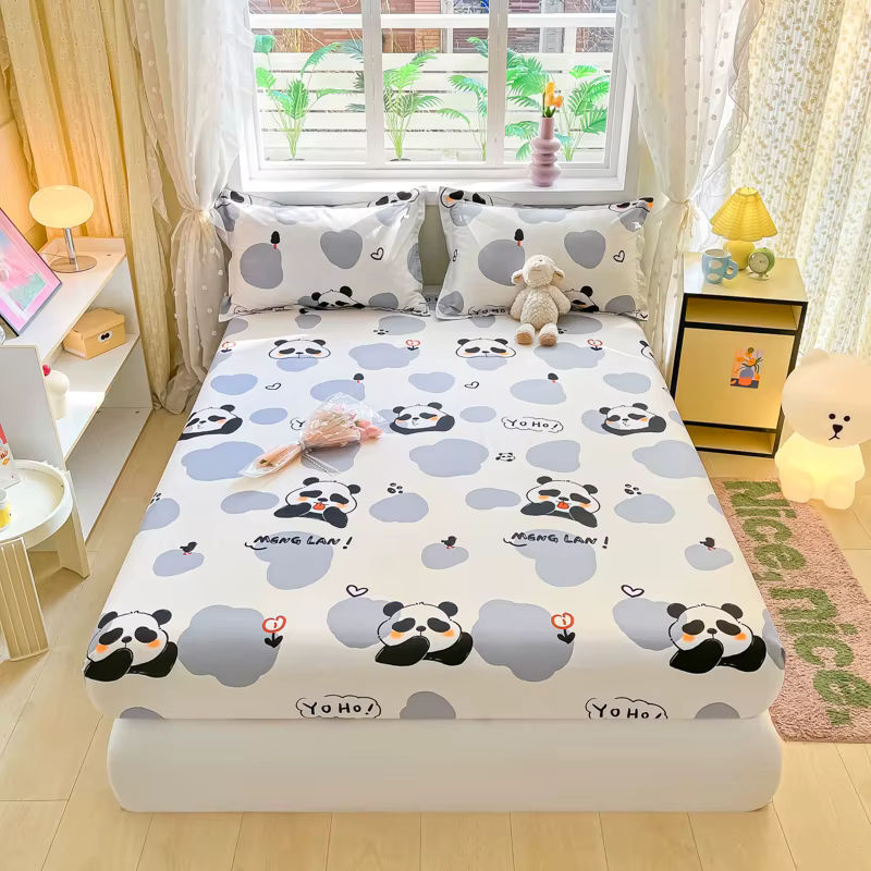 Bonenjoy Spannbettlaken aus 100% Baumwolle für Kinder mit Panda-Print, Weiß, B/T: 90 x 200 cm - Bild 2