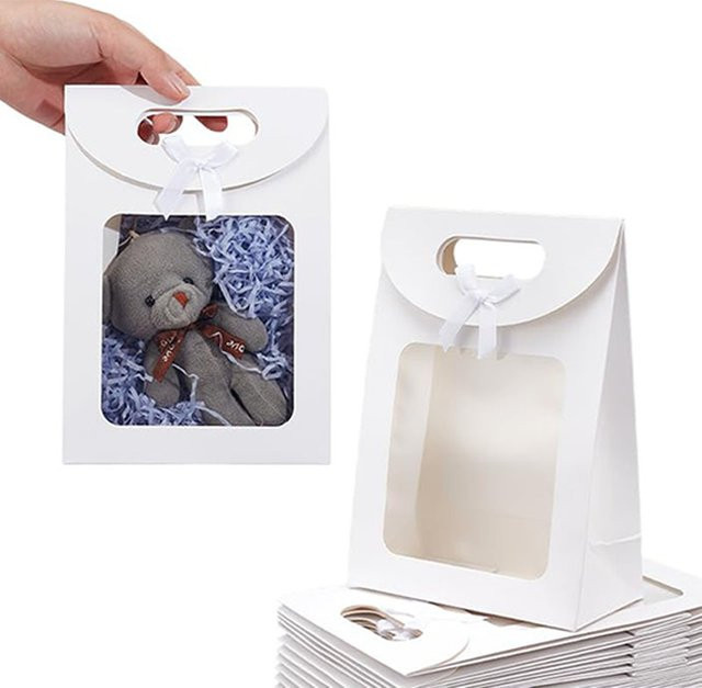Wiederverwendbare Geschenktüten mit Flip-Top-Verschluss aus Papier in Weiß für Geburtstage, Hochzeiten und Weihnachten - Bild 1