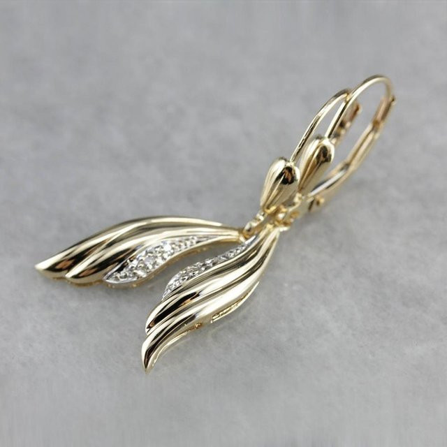 YIRAN Jewelry Hängeohrringe, Meerjungfrauenflossen, Kristall Zirkonia, Damen, grau - Bild 1