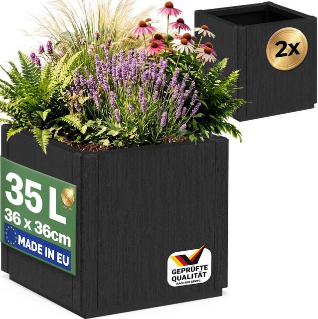 CASARIA Blumentopf Ethica 2er-Set Anthrazit Kunststoff B/T/H: 36 x 36 x 35 cm - Bild 1
