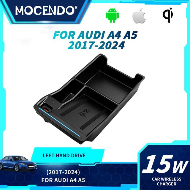 MOCENDO Drahtloses Schnellladegerät für Audi A4 B9 8W (2016-2022) in Schwarz, 15W Handy-Ladehalterung - Bild 1