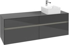 V&B Waschtischunterschrank Collaro in Grau Glossy mit LED-Beleuchtung B/T/H: 160 x 50 x 54,8 cm - Bild 1