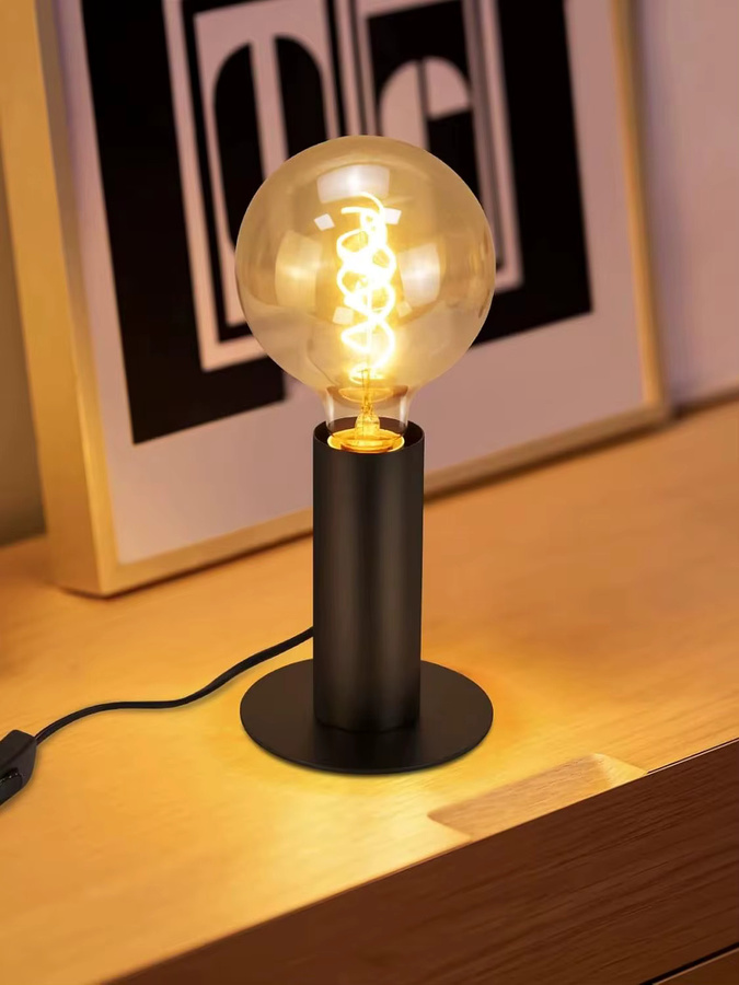 Vintage Tischlampe im Industriestil Schwarz mit E27 Fassung und Schalter für Wohnzimmer und Schlafzimmer - Bild 5