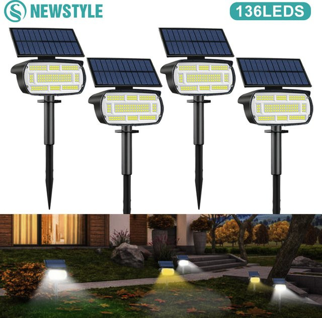 Wasserdichte Solar-Landschaftsbeleuchtung mit 136 LEDs in Schwarz für Garten, Weg und Auffahrt - Bild 1